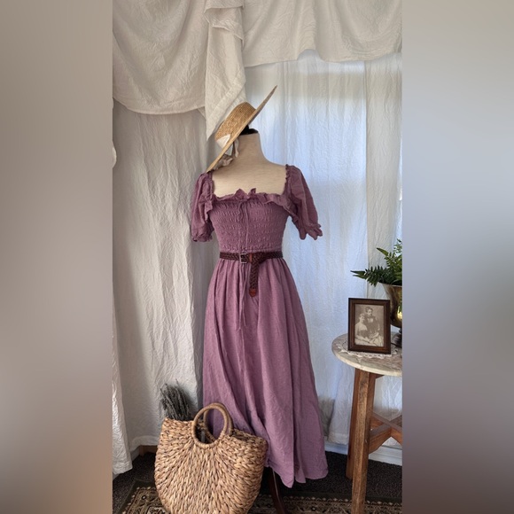 Romantic Wisteria Cottagecore Smocked Bodice with Ruffle Sleeves - Picture 8 of 9